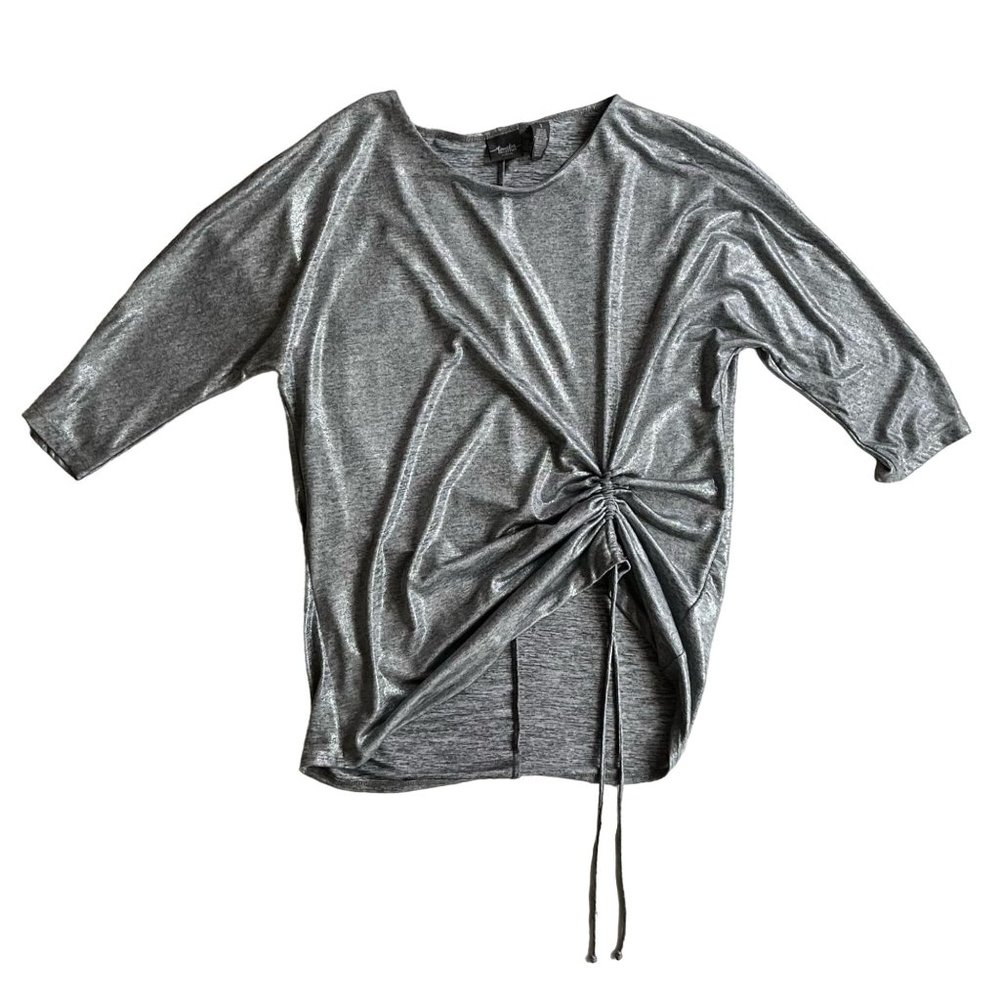 Traveler's Collection by Chico's size 1 metallic silver long sleeve‎ top
